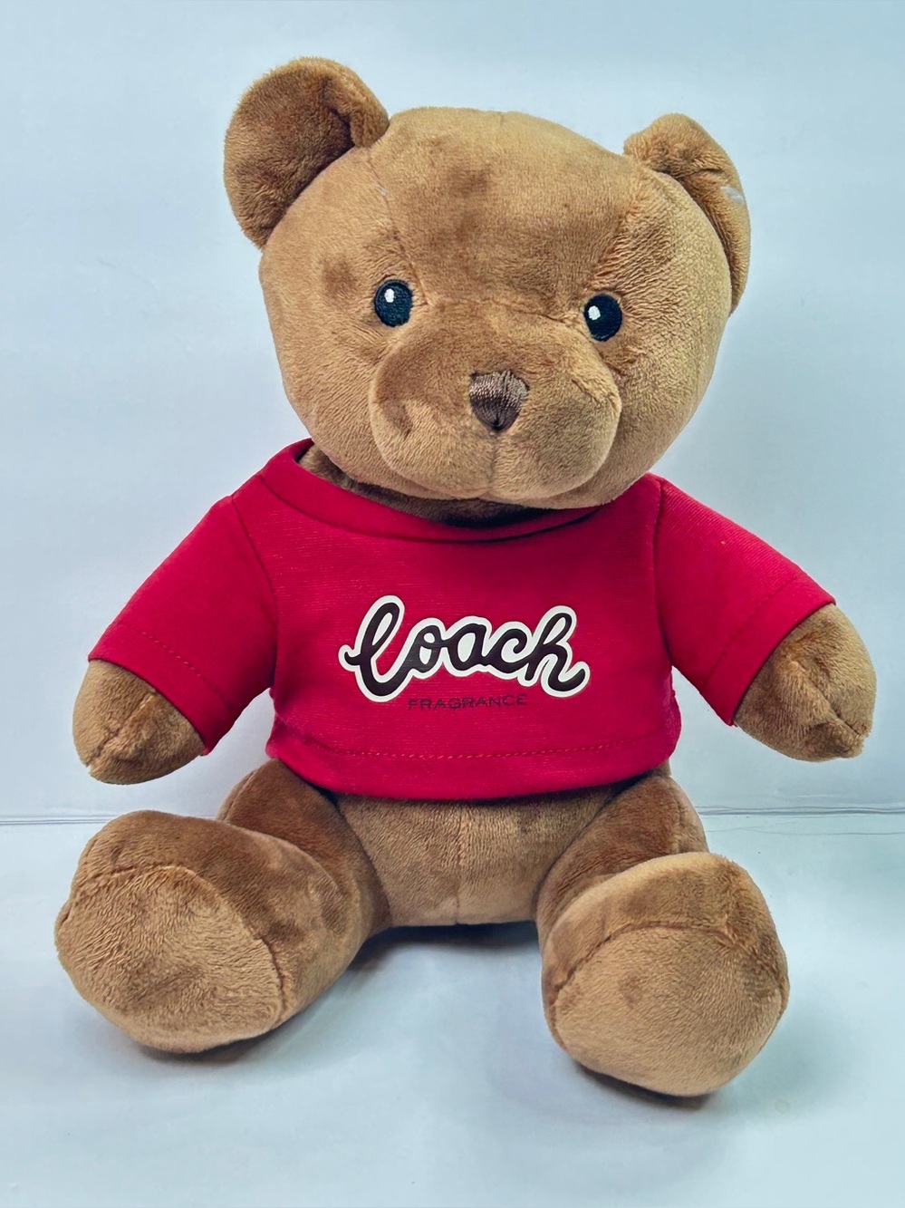 Coach Fragrance Teddy Bear Plush Brown Red Logo Shirt 9” Collectible